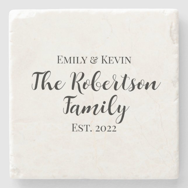 Personalised Family Name Coasters with Year (Front)