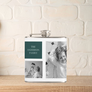 Personalised Family Name Collage Photo Gift Hip Flask