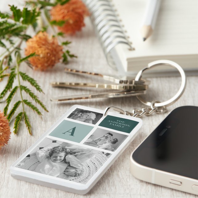 Personalised Family Name Collage Photo Gift Key Ring (Front Right)