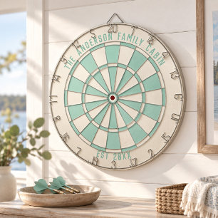 Personalised Family Name Custom Aqua Game Room Dartboard