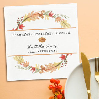 Personalised Family Name Custom Fall Thanksgiving Napkin