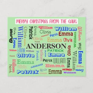 Personalised Family Name Custom Word Cloud Postcard