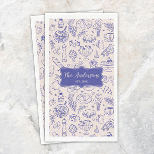 Personalised Family Name Cute Hand Drawn Food Napkin