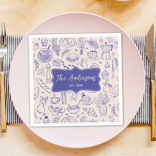 Personalised Family Name Cute Hand Drawn Food Napkin