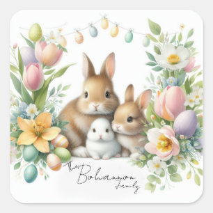 Personalised Family Name Easter Square Sticker
