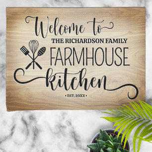 Personalised Family Name Farmhouse Kitchen Tea Towel