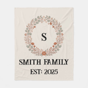 Personalised Family Name Floral Wreath Blanket