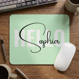 Personalised Family Name Gift Unique Mint Green Mouse Pad
