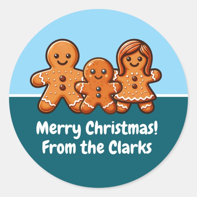 Personalised Family Name Gingerbread Stickers (Front)