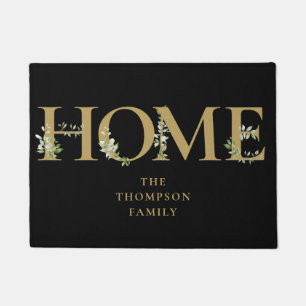 Personalised Family Name Greenery Gold Home Doormat
