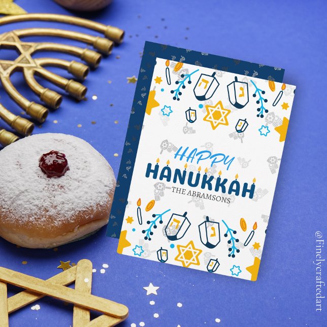Personalised Family Name Happy Hanukkah Holiday Card (Creator Uploaded)