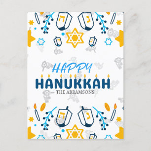 Personalised Family Name Happy Hanukkah Holiday Postcard
