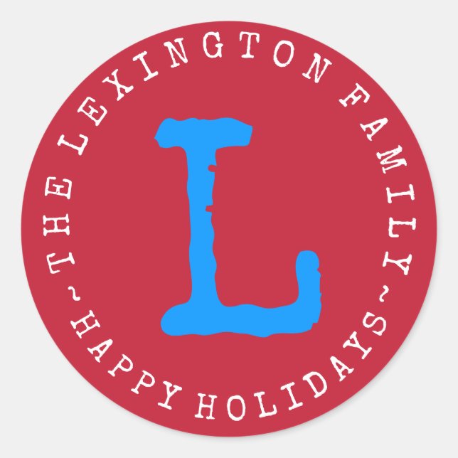 Personalised Family Name Happy Holidays Envelope Classic Round Sticker (Front)