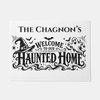 Personalised Family Name Haunted Home Halloween Do Doormat