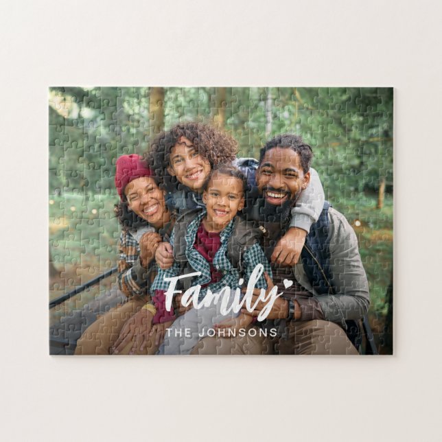Personalised Family Name Heart Photo Puzzle (Horizontal)