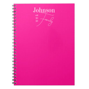 Personalised Family Name Hot Pink Notebook