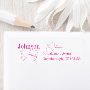 Personalised Family Name Hot Pink Return Address Label