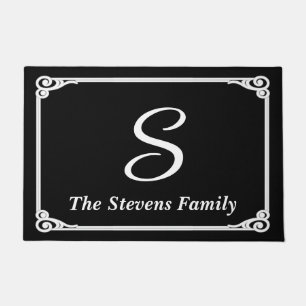 Personalised Family Name & Initial Doormat • Black