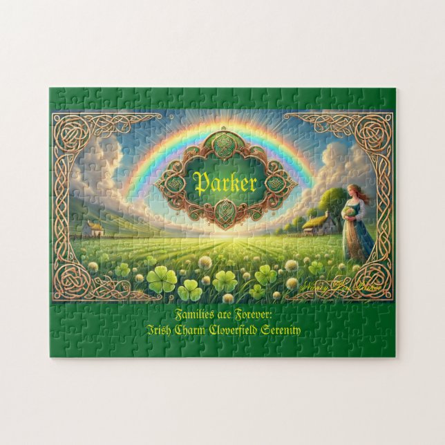 Personalised Family Name, Irish Cloverfield Jigsaw Puzzle (Horizontal)