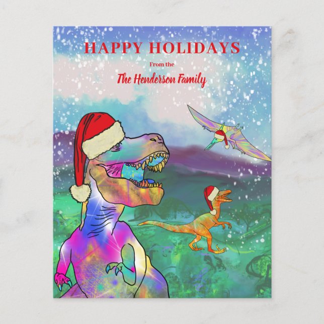 Personalised Family Name Kids Dinosaur Christmas (Front)