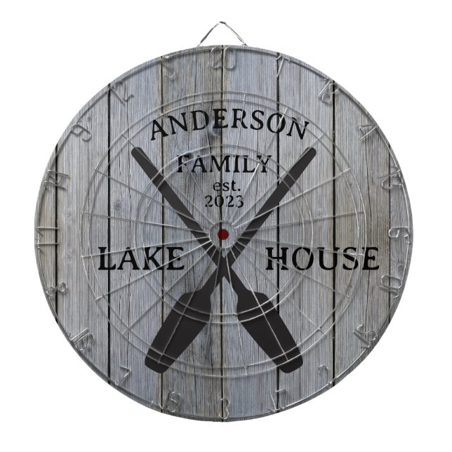 Personalised Family Name Lake House  Dartboard (Front)