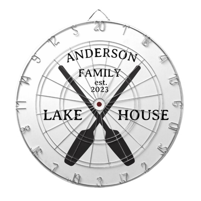 Personalised Family Name Lake House  Dartboard (Front)