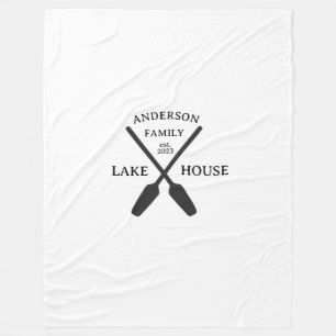 Personalised Family Name Lake House Fleece Blanket