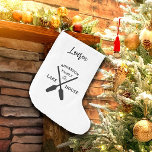 Personalised Family Name Lake House  Large Christmas Stocking<br><div class="desc">This collection features a black and white modern logo, as well as a beautiful watercolor painting of a lake reminiscent of a summer evening. This collection is perfect for decorating a family lake house or cabin, or also offers branding opportunities for vacation rentals like Air BnB and VRBO. My favourite...</div>