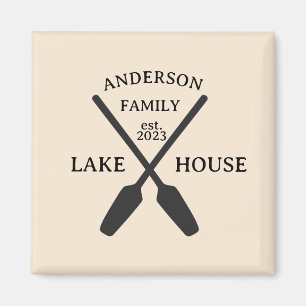 Personalised Family Name Lake House  Magnet