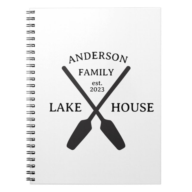 Personalised Family Name Lake House  Notebook (Front)