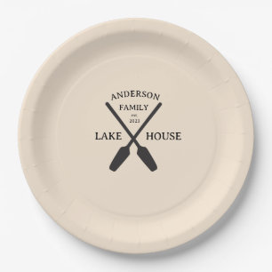 Personalised Family Name Lake House  Paper Plate