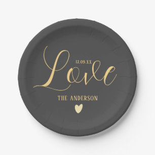 Personalised Family Name Love Brush Script Paper  Paper Plate