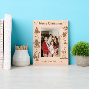 Personalised Family Name Merry Christmas Holiday  Etched Frames