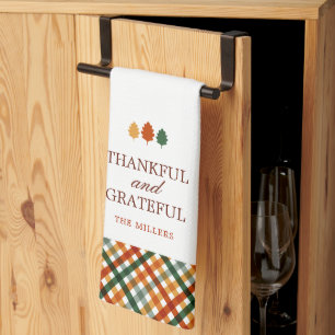 Personalised Family Name Modern Thanksgiving Tea Towel