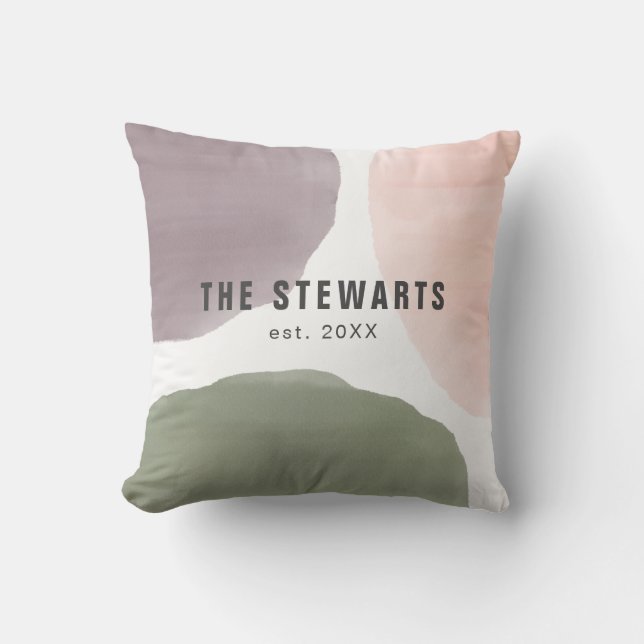 Personalised Family Name Modern Watercolor Circles Cushion (Front)