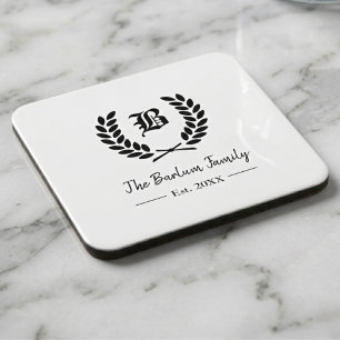 Personalised Family Name Monogram Beverage Coaster
