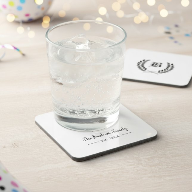 Personalised Family Name Monogram Beverage Coaster (Personalized Family Name Monogram Beverage Coaster)