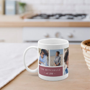 Personalised Family Name & Monogram Photo Collage Coffee Mug