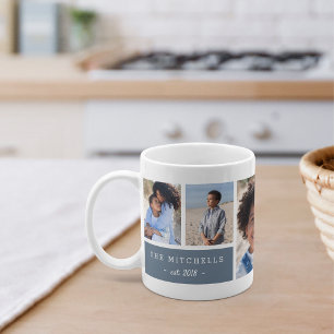 Personalised Family Name & Monogram Photo Collage Coffee Mug