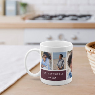 Personalised Family Name & Monogram Photo Collage Coffee Mug