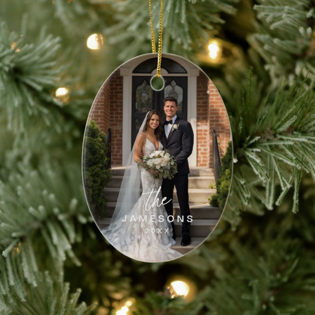 Personalised Family Name Photo Ceramic Ornament (Tree)