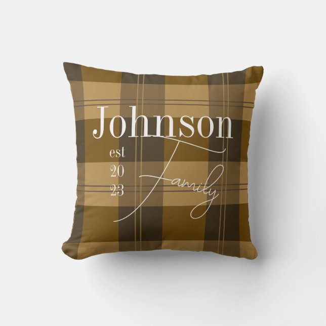 Personalised Family Name Plaid Cushion (Front)