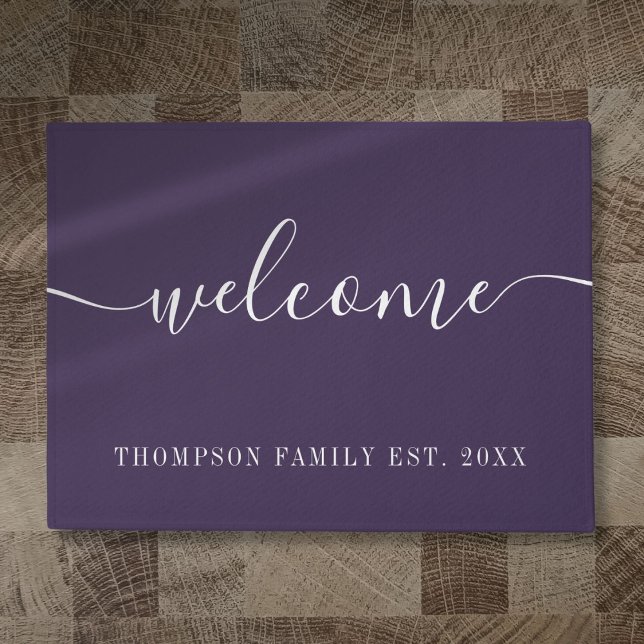 Personalised Family Name Purple Welcome Doormat (Personalized Family Name Purple Welcome Doormat)
