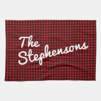 Personalised Family Name Rustic Red Black Plaid