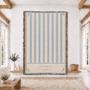 Personalised Family Name Stri Woven Throw Blanket
