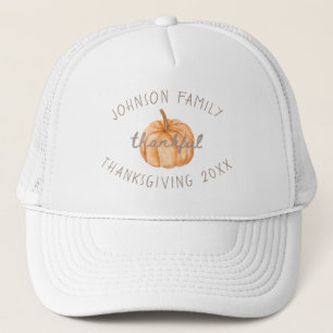 Personalised Family Name Thankful Neutral Gingham  Trucker Hat