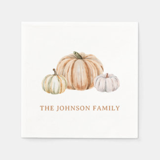 Personalised Family Name Thankful Neutral Pumpkin Napkin