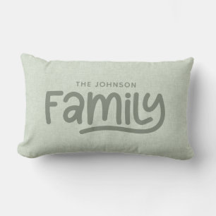 Personalised Family Name Typography Sage Lumbar Cushion