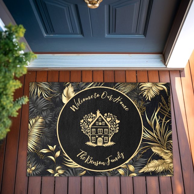 Personalised Family Name Welcome to our Home Black Doormat (Personalized Family Name Welcome to our Home Black Doormat)