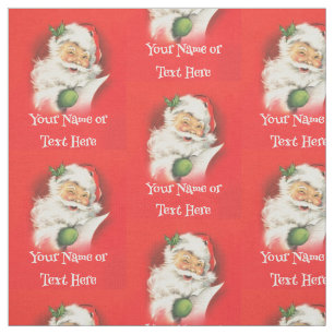 Personalised Family Name Winking Santa Christmas Fabric